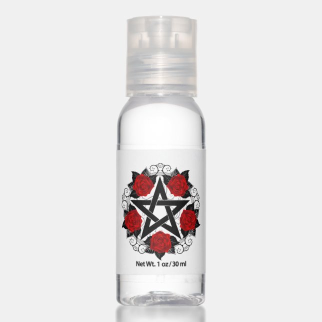 Pentagram with Red Roses Hand Sanitizer (Front)