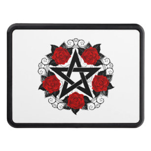 Pentagram with Red Roses Hitch Cover