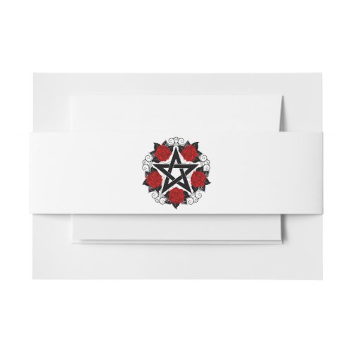 Pentagram with Red Roses Invitation Belly Band