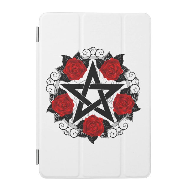 Pentagram with Red Roses iPad Mini Cover (Front)