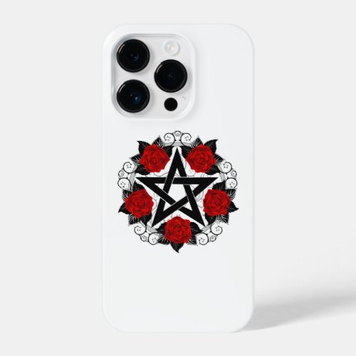 Pentagram with Red Roses iPhone 14 Pro Case