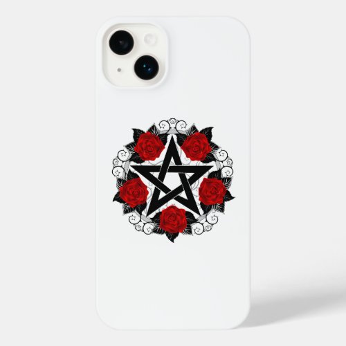 Pentagram with Red Roses iPhone 14 Plus Case