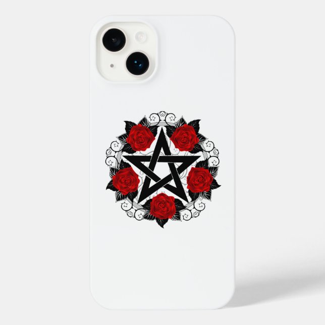 Pentagram with Red Roses iPhone Case (Back)
