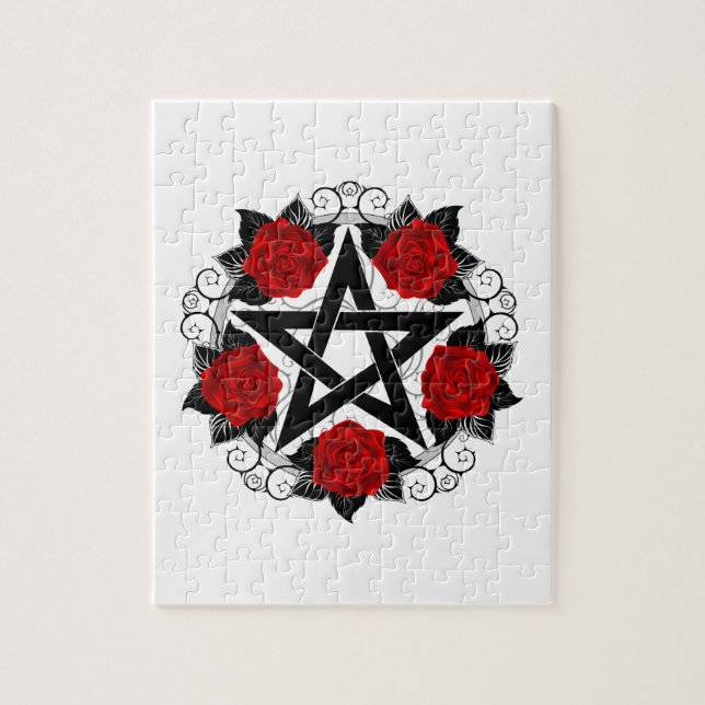 Pentagram with Red Roses Jigsaw Puzzle (Vertical)
