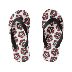 Pentagram with Red Roses Kid's Flip Flops