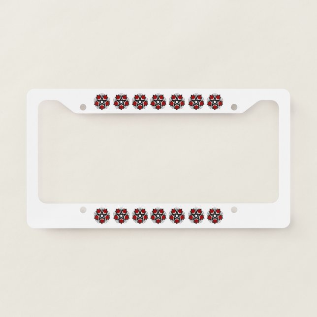 Pentagram with Red Roses License Plate Frame (Front)
