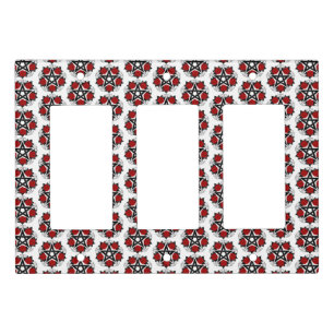 Pentagram with Red Roses Light Switch Cover