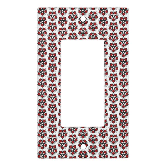 Pentagram with Red Roses Light Switch Cover (Front)