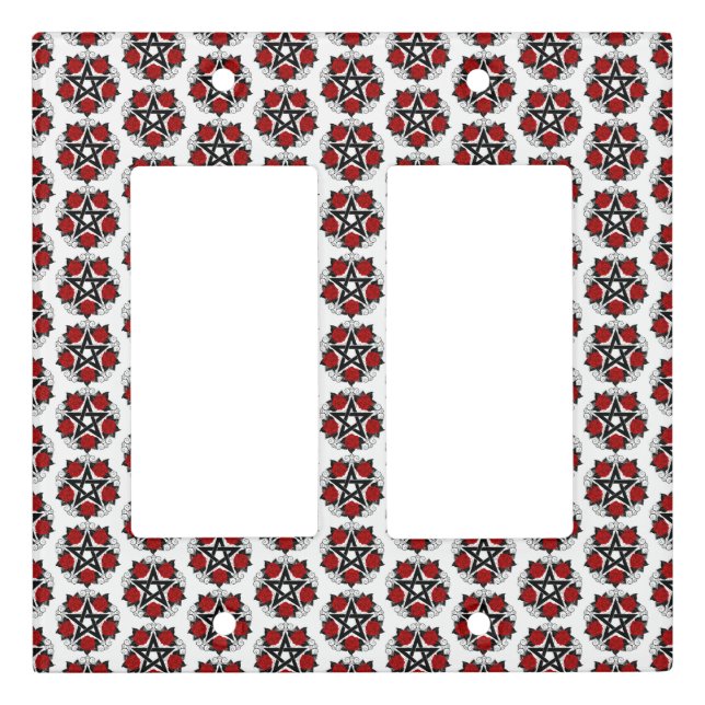 Pentagram with Red Roses Light Switch Cover (Front)