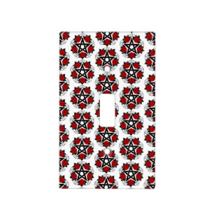 Pentagram with Red Roses Light Switch Cover