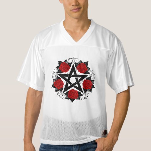 Pentagram with Red Roses Mens Football Jersey
