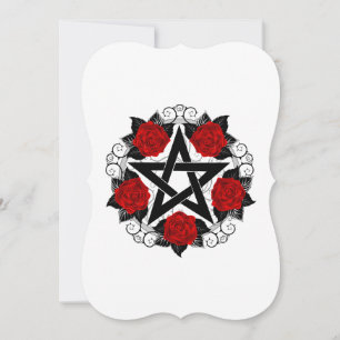 Pentagram with Red Roses Note Card