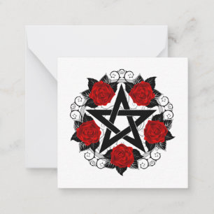 Pentagram with Red Roses Note Card