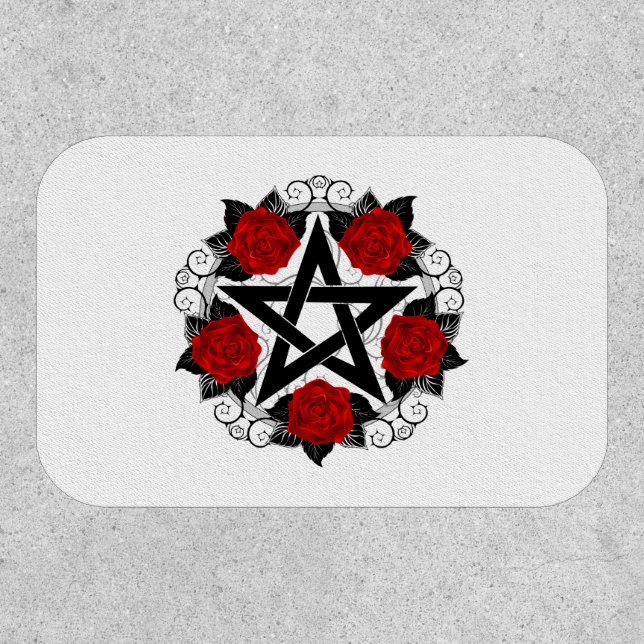 Pentagram with Red Roses Patch (Front)