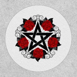 Pentagram with Red Roses Patch