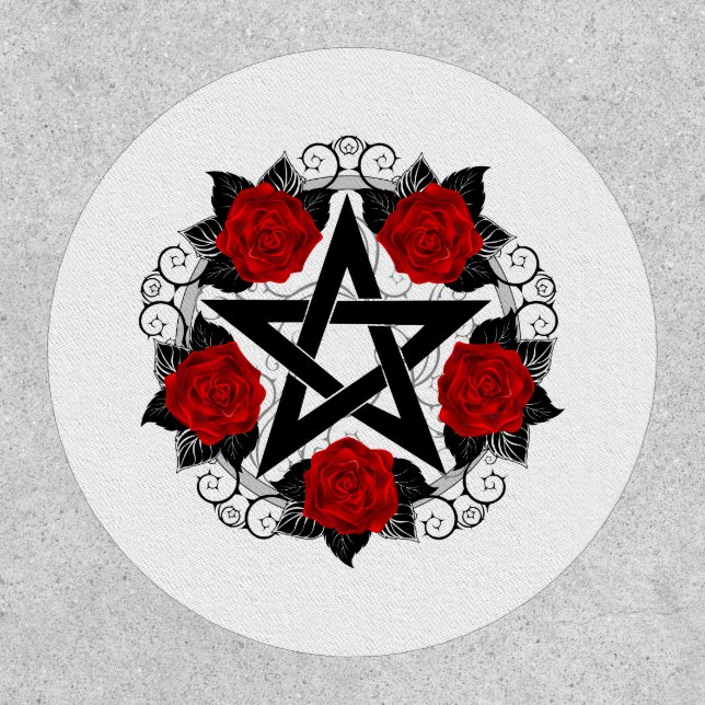 Pentagram with Red Roses Patch (Front)