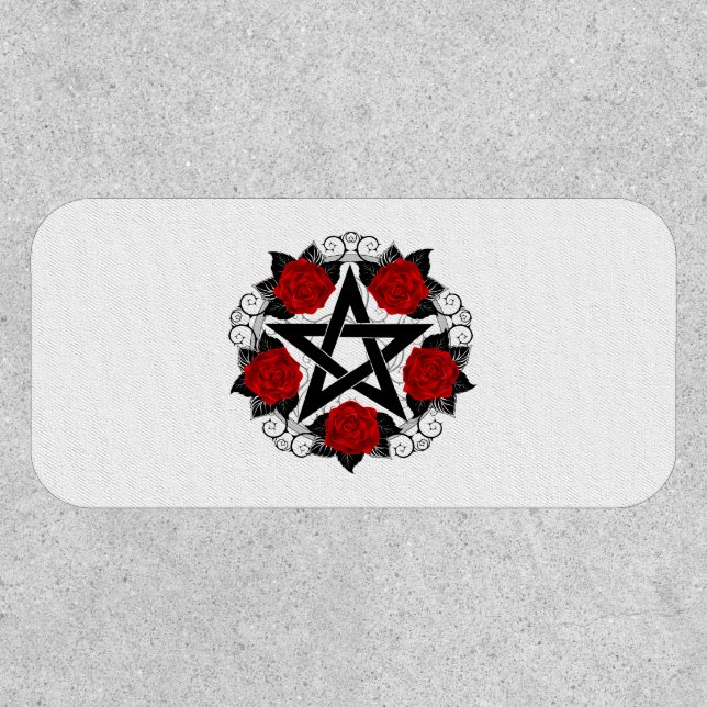 Pentagram with Red Roses Patch (Front)