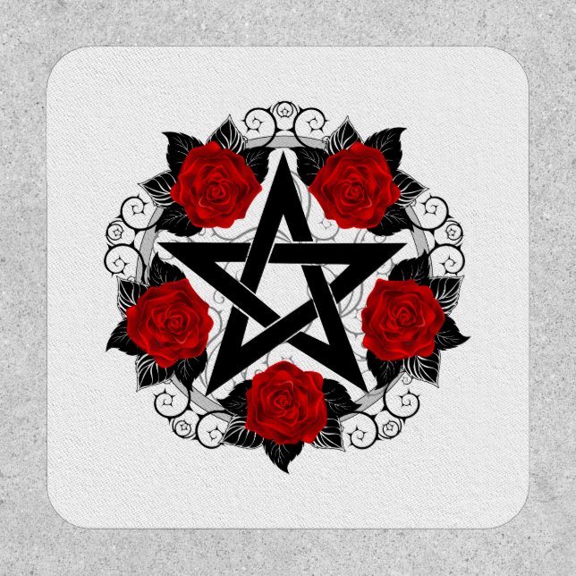 Pentagram with Red Roses Patch (Front)