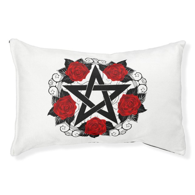 Pentagram with Red Roses Pet Bed (Front)