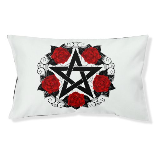 Pentagram with Red Roses Pet Bed