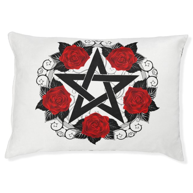 Pentagram with Red Roses Pet Bed (Front)