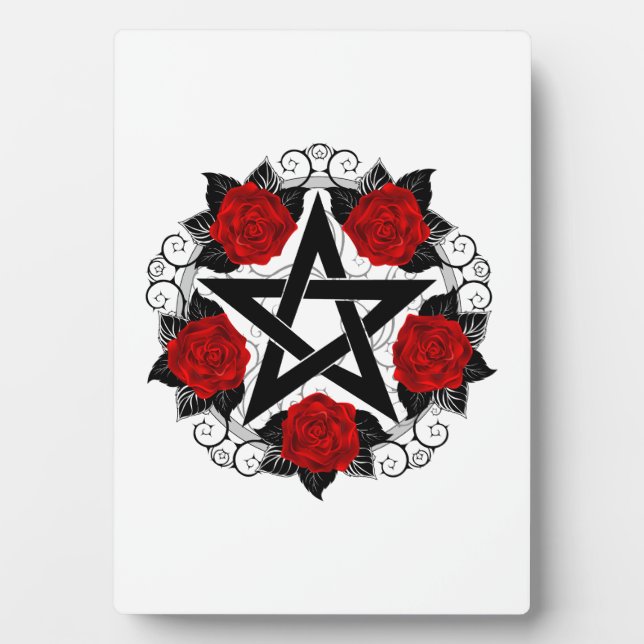 Pentagram with Red Roses Plaque (Front)