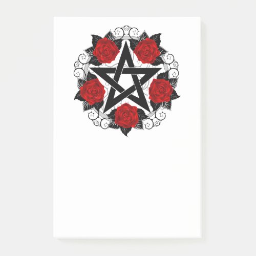 Pentagram with Red Roses Post_it Notes