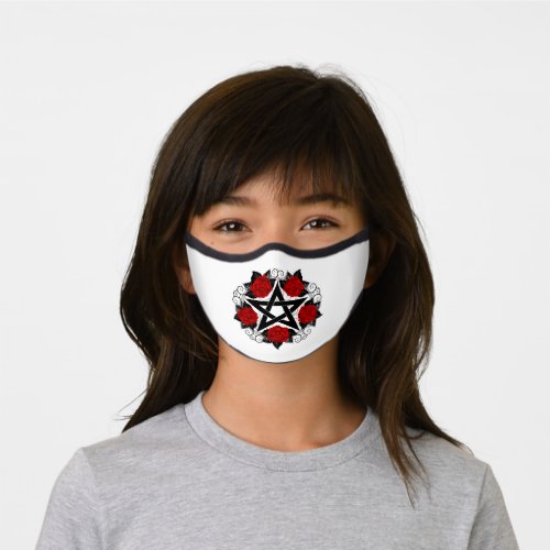Pentagram with Red Roses Premium Face Mask
