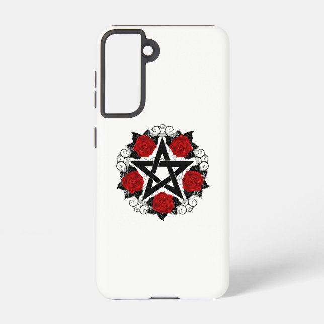 Pentagram with Red Roses Samsung Galaxy Case (Back)