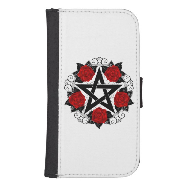 Pentagram with Red Roses Samsung Galaxy Wallet Case (Front)