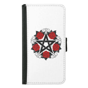 Pentagram with Red Roses Samsung Galaxy S5 Wallet Case