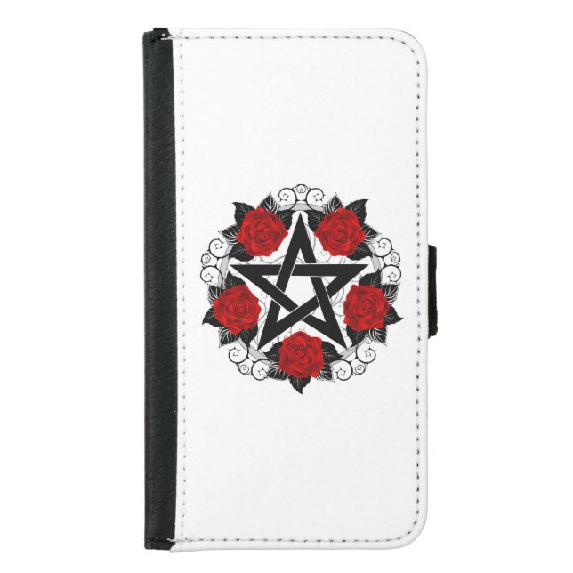 Pentagram with Red Roses Samsung Galaxy Wallet Case (Front)