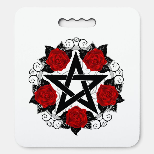 Pentagram with Red Roses Seat Cushion (Front Vertical)