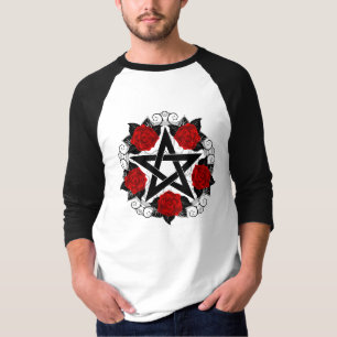 Pentagram with Red Roses T-Shirt