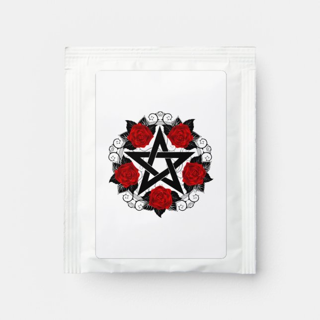 Pentagram with Red Roses Tea Bag Drink Mix (Front)