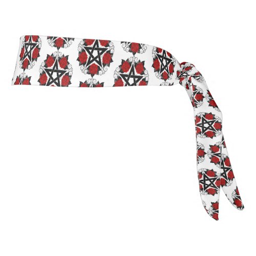 Pentagram with Red Roses Tie Headband