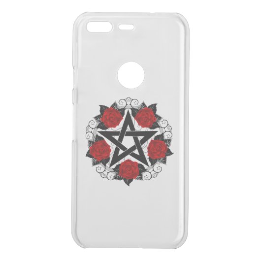 Pentagram with Red Roses Uncommon Google Pixel Case (Back)