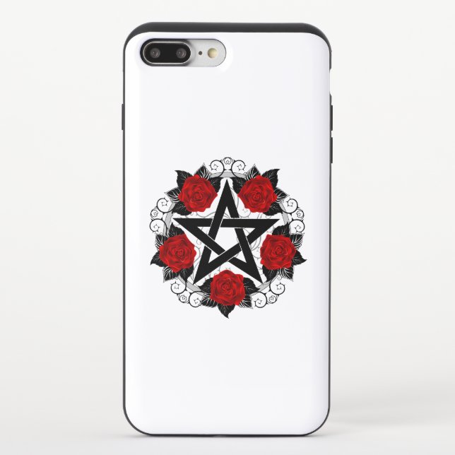 Pentagram with Red Roses Uncommon iPhone Case (Back)