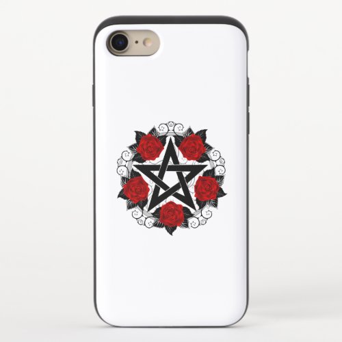Pentagram with Red Roses iPhone 87 Slider Case
