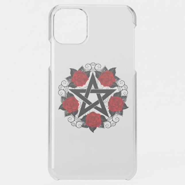 Pentagram with Red Roses Uncommon iPhone Case (Back)