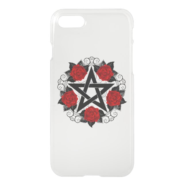 Pentagram with Red Roses Uncommon iPhone Case (Back)