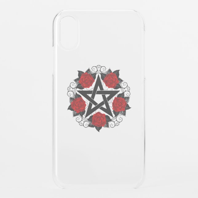 Pentagram with Red Roses Uncommon iPhone Case (Back)