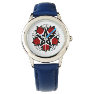 Pentagram with Red Roses Watch