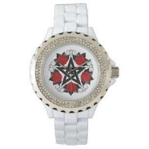 Pentagram with Red Roses Watch