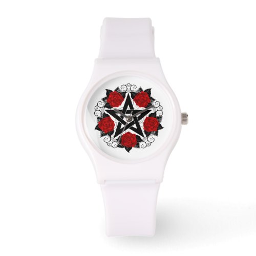 Pentagram with Red Roses Watch