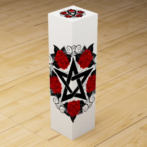 Pentagram with Red Roses Wine Box
