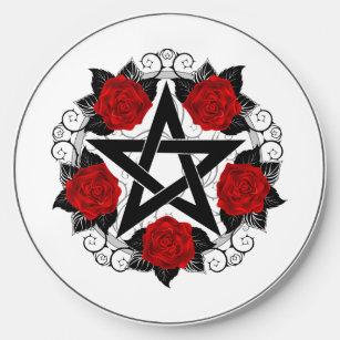 Pentagram with Red Roses Wireless Charger