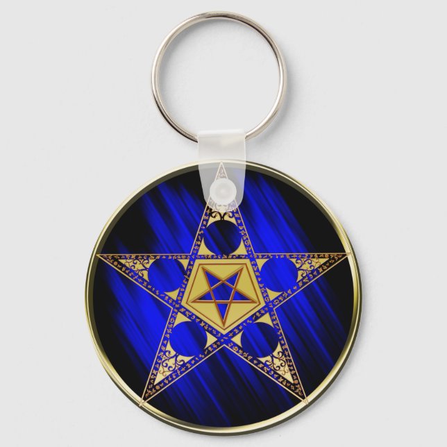 Pentagram With Upside Down Star Keychain (Front)