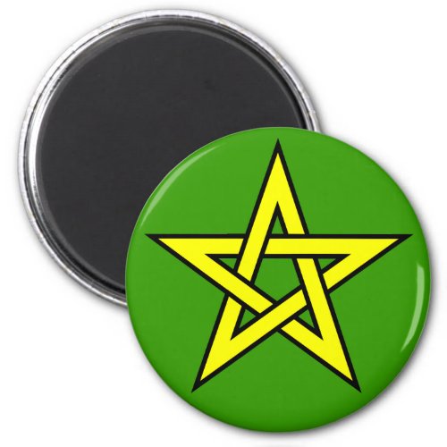 Pentagram Yellow on Green Magnet