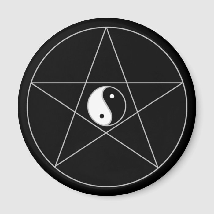 Pentagram Yin Yang white Magnets